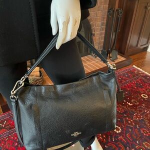 Coach Black Pebbled Leather Shoulder Bag
